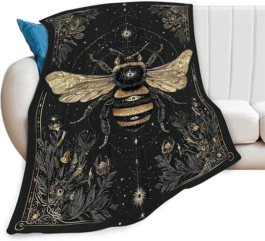 Bee Blanket Bumblebee Animal Throw Blankets Gifts for Girls Boys Kids Bee Lover Soft Cozy Fleece Plush for Couch Sofa Bed 60"x50"