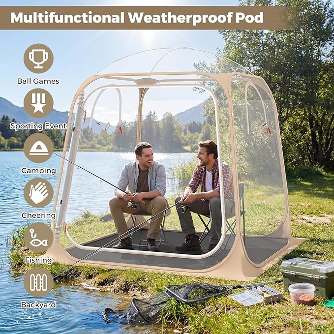 KOTEK Sports Tents for 2-4 Persons, 7 x 7 ft Pop Up Bubble Tent with 2 Ventilated Windows, Floor Mat & Carrying Bag, Weather Proof for Sports Events Outdoor Patio Garden Backyard Camping