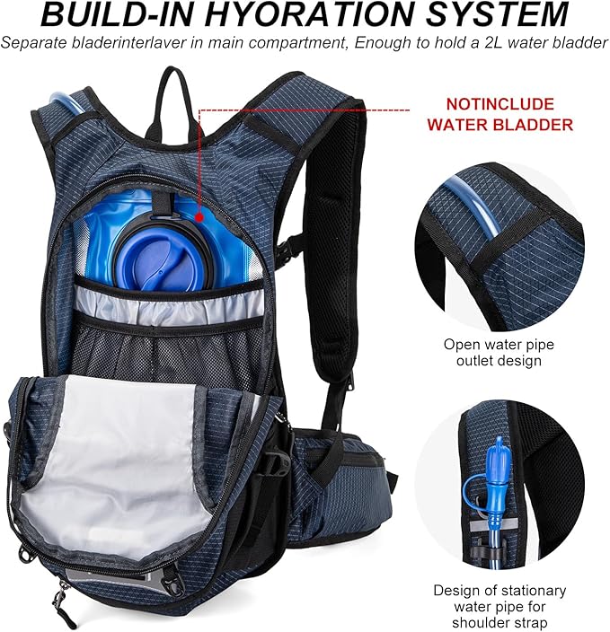 Hydration Backpack Cycling Backpack Women Running Backpack Water Backpack for Hiking Biking Backpack for Men Equipped with 2L Water Bag