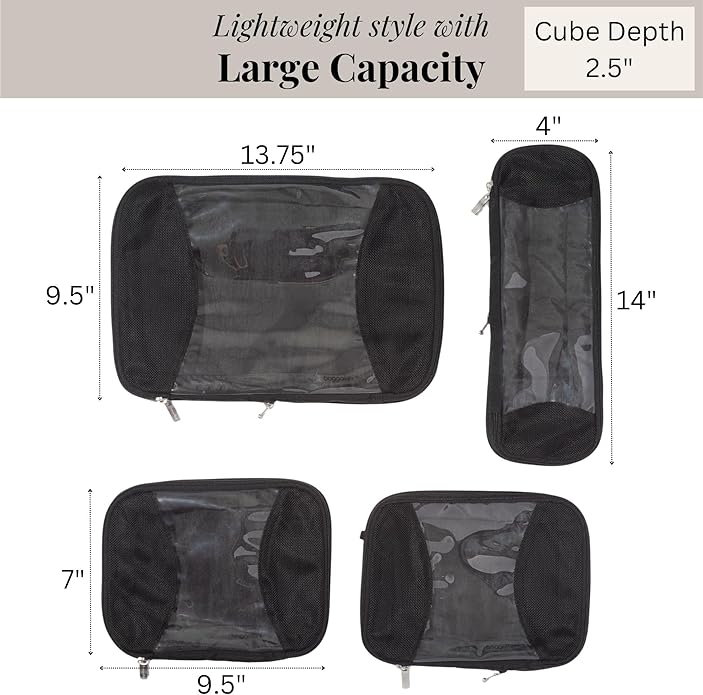 Baggallini Compression Cube 4-piece set - Lightweight Compression Packing Cubes for Travel