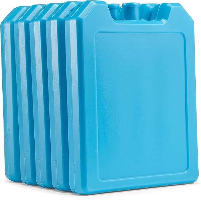 Fit & Fresh Cool Coolers, 5 Pack Days of the Week Ice Blocks, Compact & Reusable Ice Packs for Lunch Boxes & Coolers, Blue