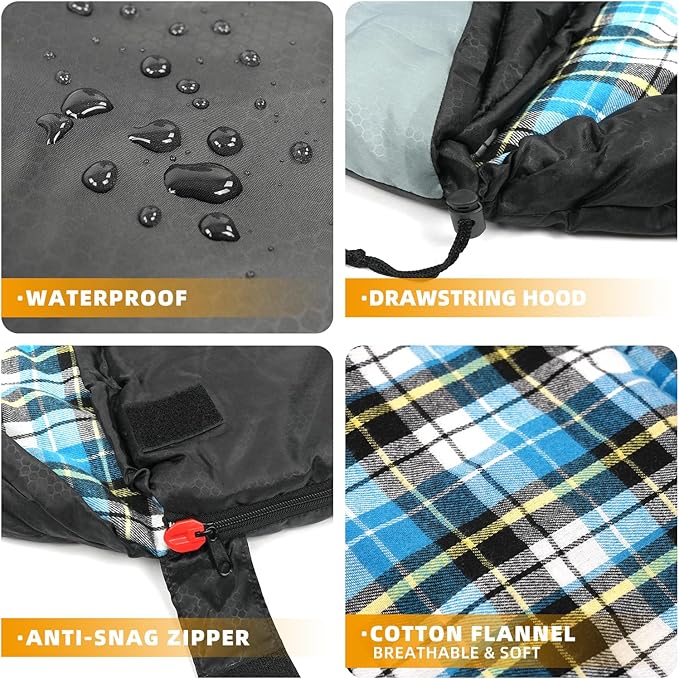 Cotton Flannel Liner Sleeping Bag for Adults Teens Kids, Cold Weather & Warm, 3 Seasons, Lightweight Compact Camping Essentials Equipment, Hiking, Outdoor, Travel