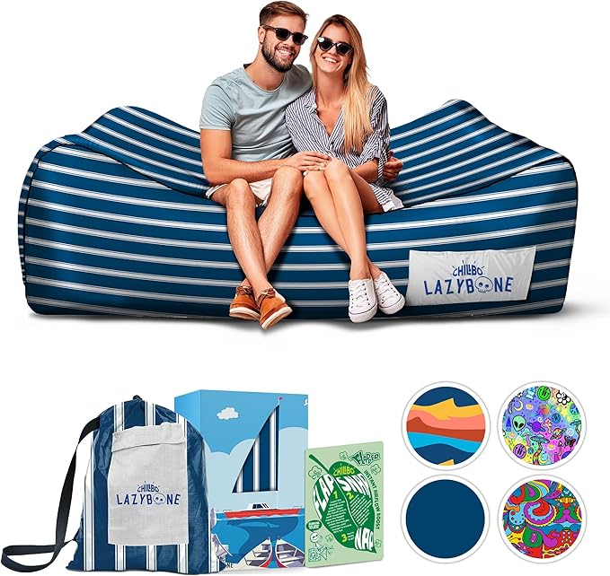 Chillbo Lazybone Inflatable Couch - Ultimate Inflatable Lounger for Maximum Chill - The Perfect Blow Up Couch for Music Festivals Or Inflatable Lounger for Camping