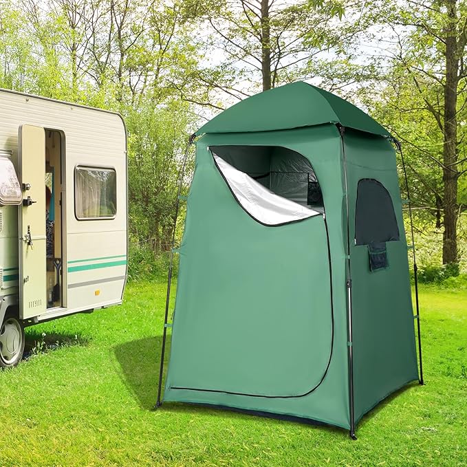 VINGLI 6.8FT Shower Tent, Large Instant Pop Up Shelter with Mesh Floor & Carrying Bag, Privacy Changing Room Tent for Toilet, Camping, Dressing, Lightweight & Sturdy, Easy Set Up