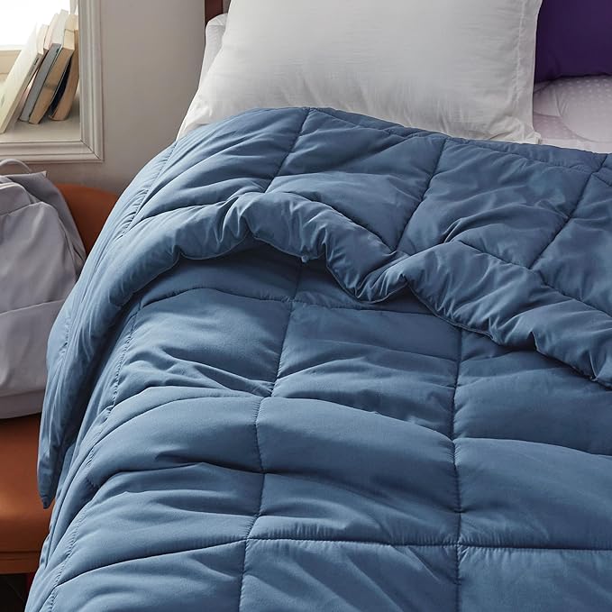 Bedsure Comforter Duvet Insert - Quilted Comforters Twin Size, All Season Duvet, GentleSoft Down Alternative Bedding, with 8 Tabs, Gifts for Women/Men, Dark Slate Blue, Twin 88 x 68 Inches