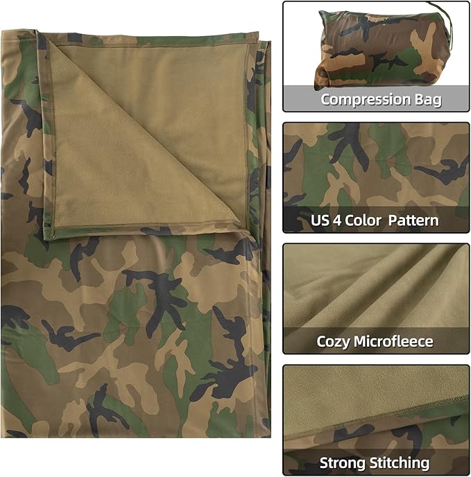 LOOGU Camo Blanket Waterproof Insulation Poncho Liner for Outdoor Camping, Hiking, Hunting, Survival, Backpacking, Picnicking