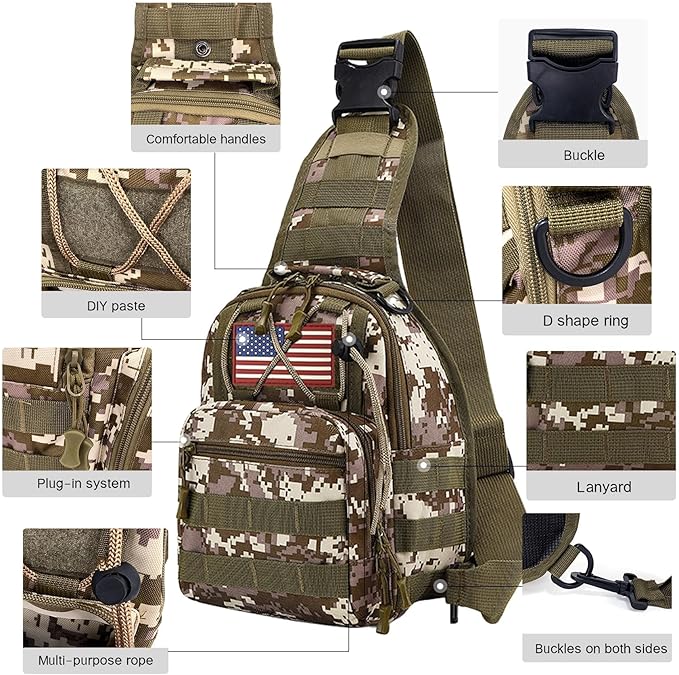 JUMAHE 80L 2-Pack Hiking Backpack for Men with Sling Tactical Backpack - Rucksack Molle Military Tactical Waterproof Lightweight Camping Backpack 3 Day Assault Pack for Travel, Climbing, Backpacking