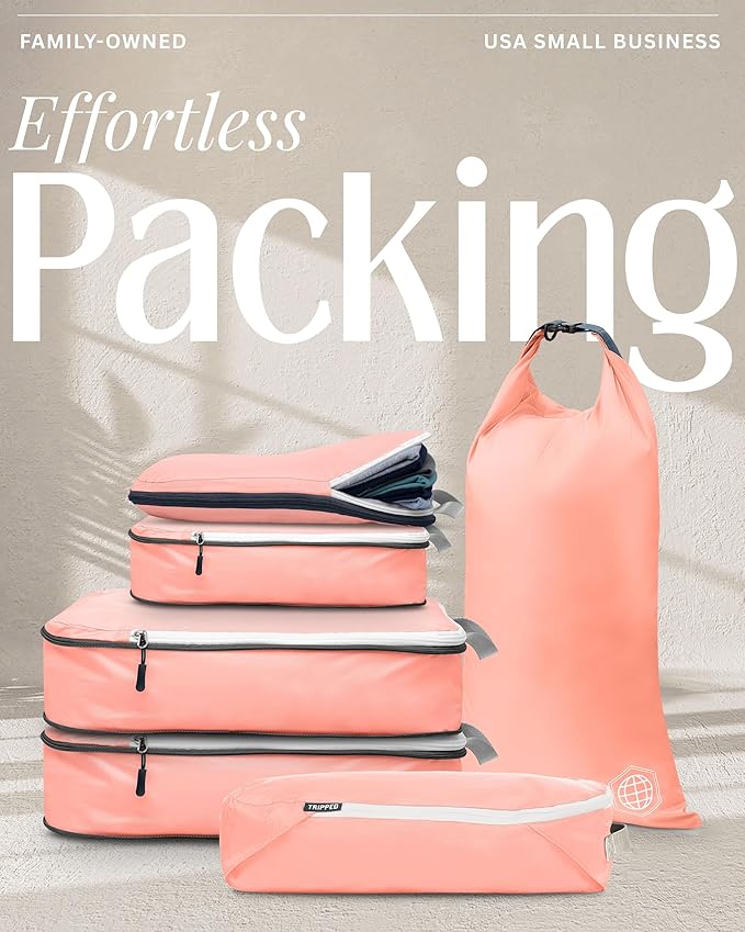 Compression Packing Cubes Set for Carryon Suitcases- Lightweight, Durable Clothes Organizer