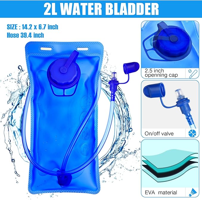 Reginary 6 Pack Hydration Backpack Set with 2l Water Bladder, Lightweight Water Backpack Outdoor for Hiking Hydration Pack with Water Bladder for Adults Running Cycling Biking