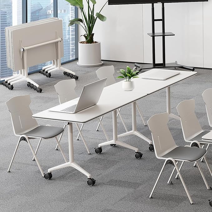 70.8 Inch Commercial Grade Portable Conference Desk, One-Click Folding Mechanism