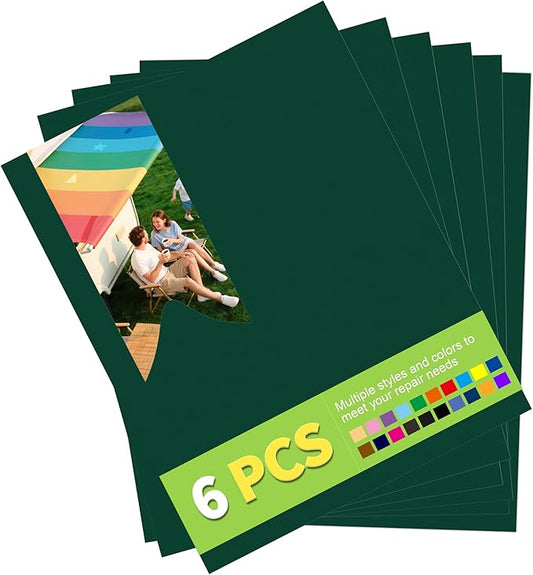 7x9in Nylon Repair Patch，Tent Repair Kit，Self Adhesive Waterproof Fabric Repair Tape for Tent, Umbrella, Sleeping Bag, Down Jackets,Knapsack.（Gemstone Green,6ps）