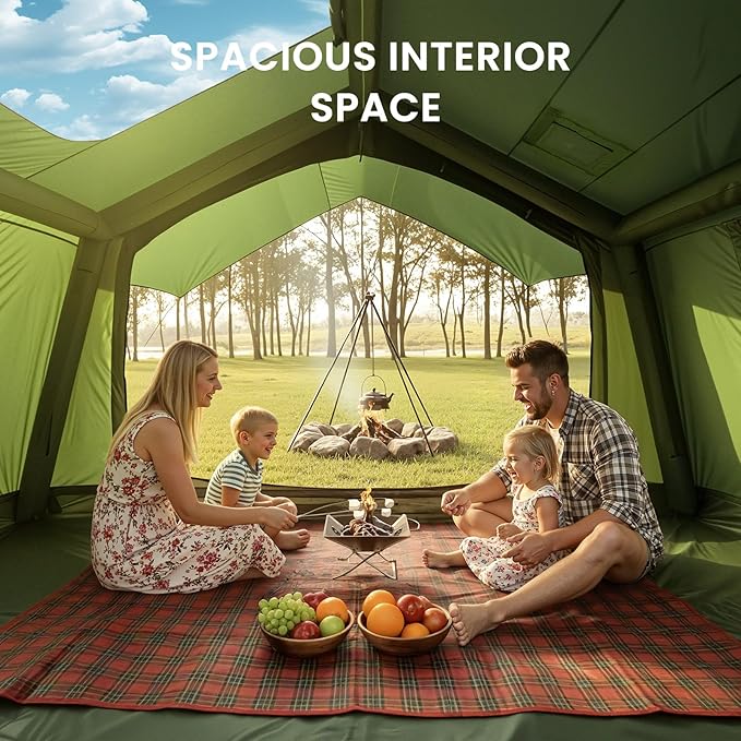 Inflatable Tents for Camping, Large Blow Up Tent with Hand Pump, Easy Setup InflatableTent 4 Season Tent, Waterproof Oxford Air Glamping Tents for Camping Adult 4/6/8/10/12 Person
