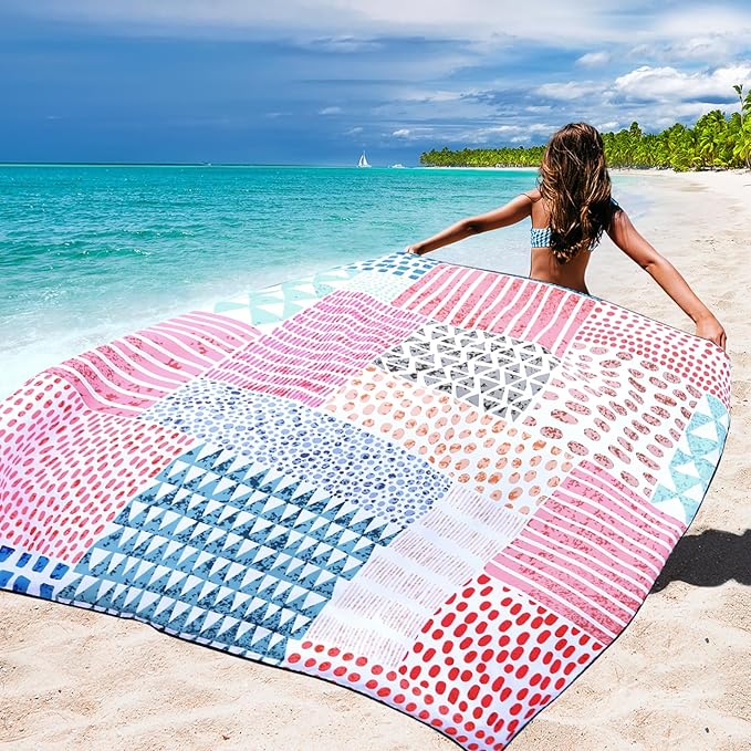 Beach Blanket Waterproof Sandproof Extra Large Beach Mat 79" X 83"/120"x108"for 1-8 Adults Quick Drying Durable Outdoor Picnic Mat for Beach Travel Camping Hiking