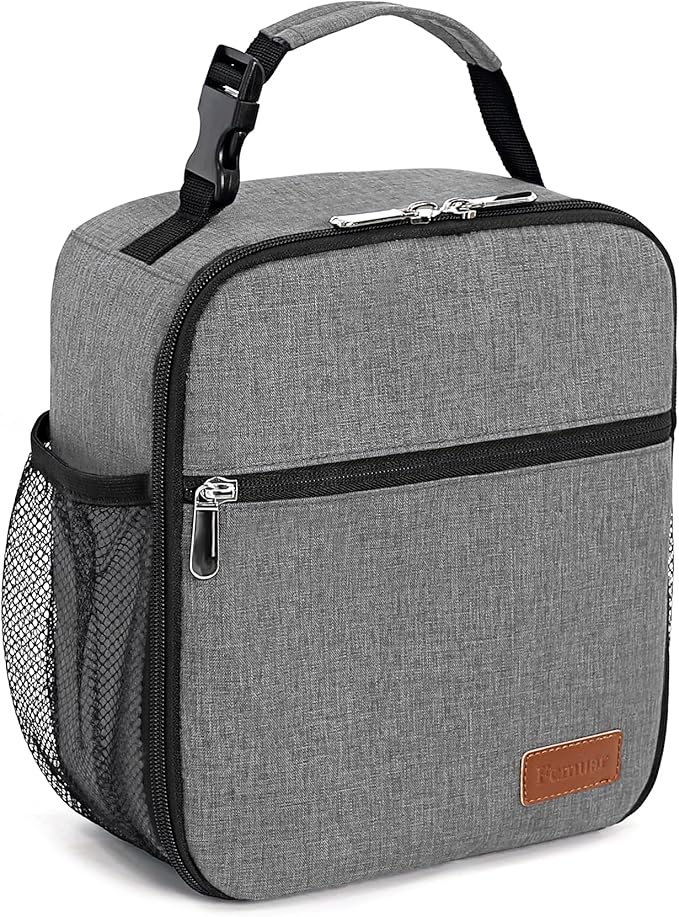 Lunch Box for Men Women Adults Small Lunch Bag for Office Work Picnic - Reusable Portable Lunchbox, Grey