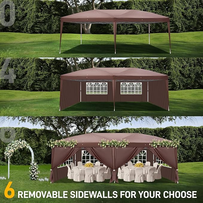 Outvita 10x20ft Ez Pop Up Canopy, Portable Instant Canopy Tent with 4 SideWalls for Outdoor Events, Party, Wedding, Birthday,Graduation