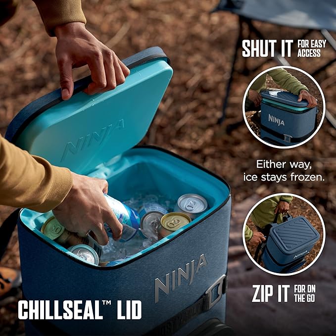 Ninja FrostVault Go Can Soft Cooler, 24/36 Can, Leak Proof, Built-In Cup Holder, 2 Ice Packs & Dry Storage Drawer, Polyester Insulation, Hiking, Camping, Picnic