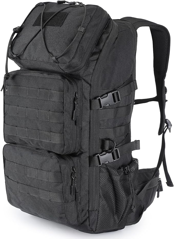 G-raphy Military 45L Military Tactical Backpacks For Men Camping Hiking Trekking Daypack Bug Out Bag Lage MOLLE (Black-45L)