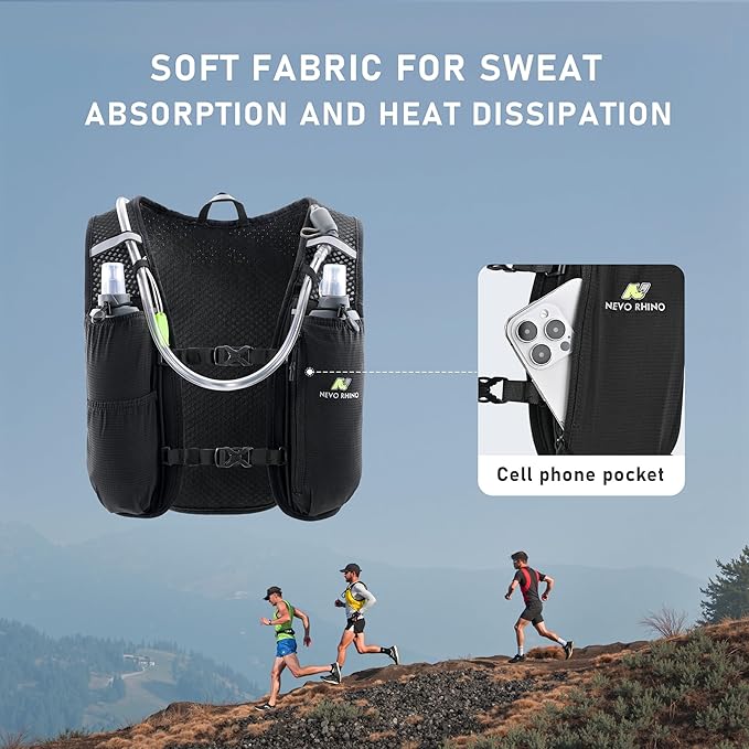 N NEVO RHINO Running Vest, Lightweight Hydration Vest, Insulated Water Backpack with 1.5L Water Bladder for Hiking, Trail, Running,Marathons,Cycling