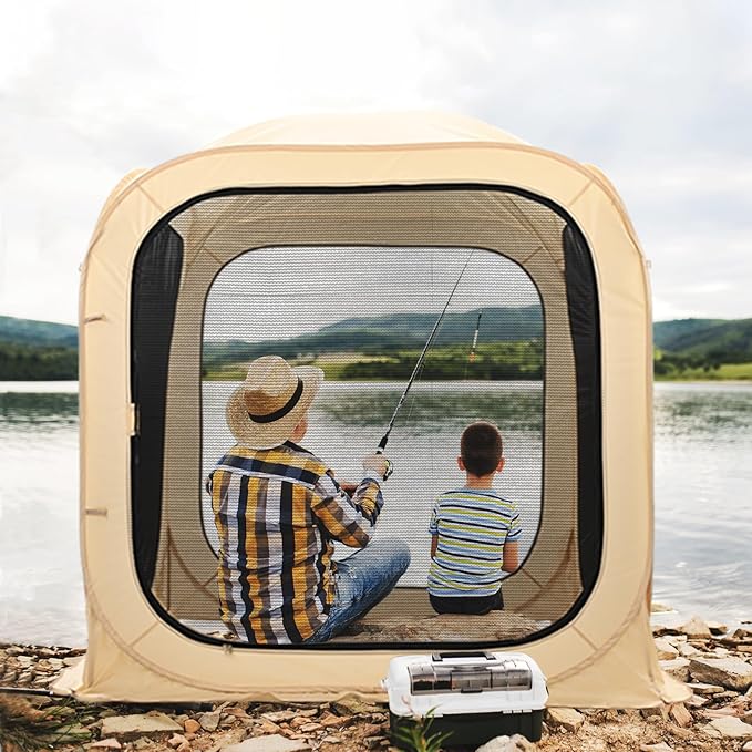 LILYPELLE Screen House Pop-Up Canopy Instant Tent Outdoor Camping Tent with Carry Bag for Patio, Backyard, Deck & Outdoor Activities, Khaki