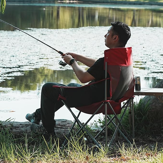 Camping Chairs Portable Folding Lightweight Outdoor Lawn Chair for Adults with Cooler Bag, Cup Holder and Side Pocket for Camping, Beach, Sports, Hiking, Fishing