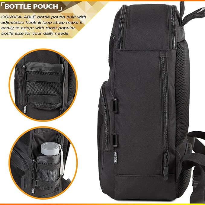 DBTAC Tactical Lunch Backpack, Large Lunch Cooler for Men Women Adult | Cooler Backpack Insulated Leak Proof for Work Camping Fishing Outdoor Travel w/Soft Easy-Clean Liner x2 (Black, 24-Cans)