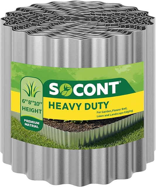 Corrugated Metal Garden Edging, Landscape Edging Border for Garden, Flower Bed, Lawn and Landscape Edging (Silver, 3"×50Ft)