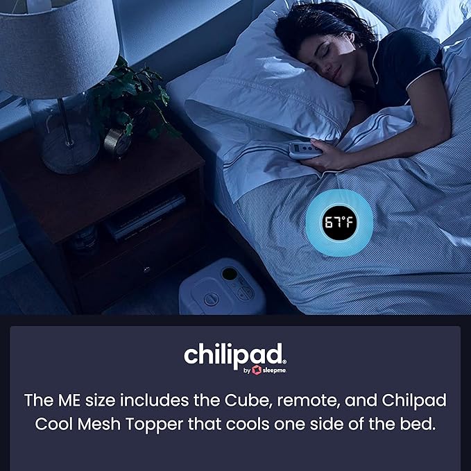 Chilipad Cube Bed Cooling System - Cooling & Heating Mattress Topper, Custom Bed Temperature, Cool Sleep Enhancement, Temp Range of 60-115°F, ME Half Cal King Bedsize (36" W x 84" L), Model CP508