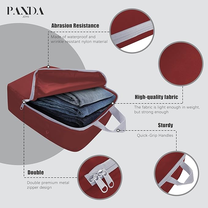 4 Set Compression Packing Cubes Travel - Travel Accessories Expandable Packing Organizers for Carry On - Essentials Luggage Bags - Burgundy