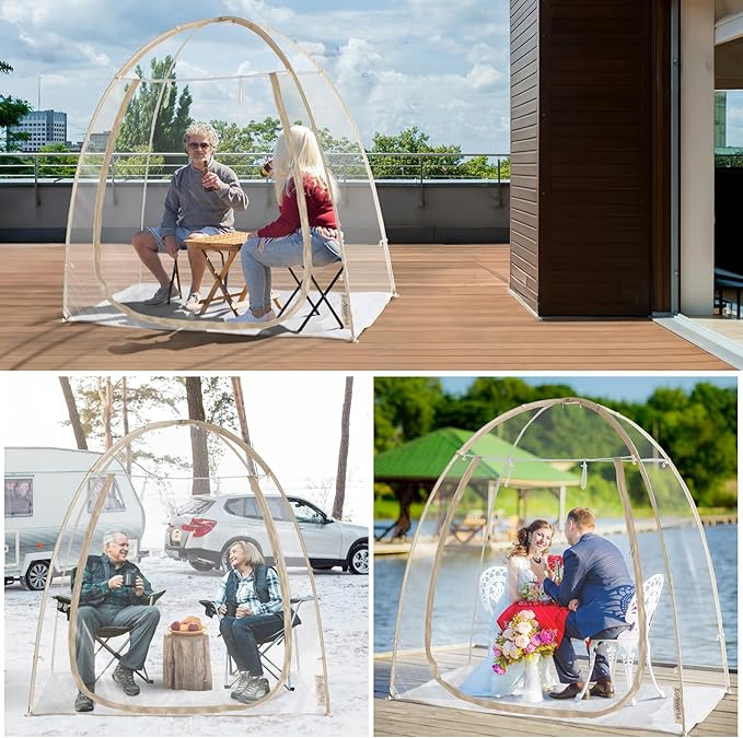 Alvantor Pop Up Bubble Tent,Large Oversize Igloo Screen House,2-3 Person Cold Protection Outdoor Igloo, Winter Tent Snaps Fit 7'x4'x6.5'