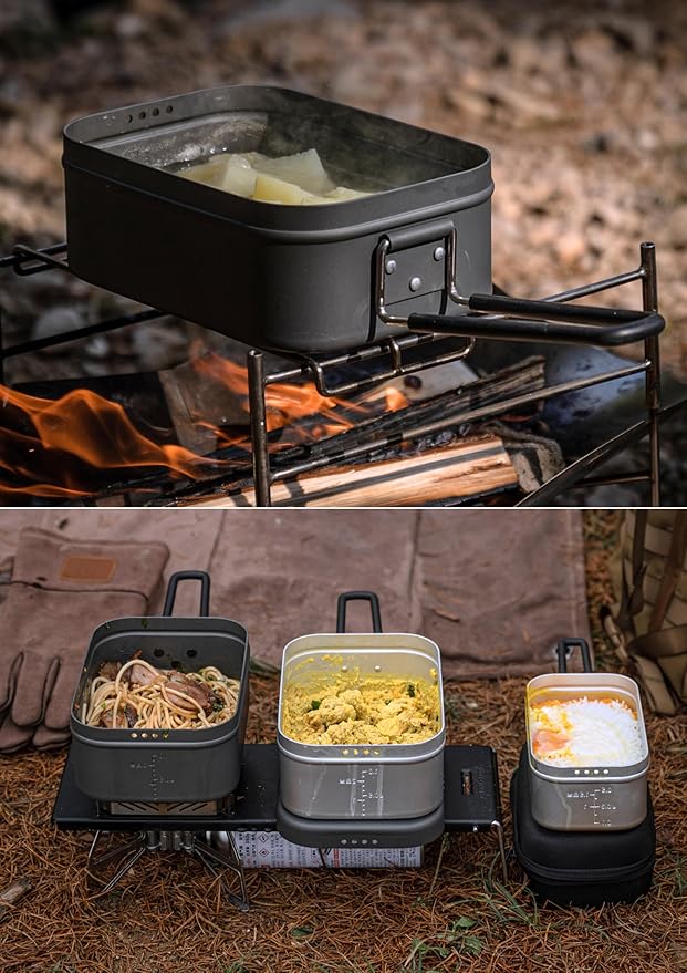 CAMPINGMOON Mess Tin 0.65L Aluminium Camping Cookware Extreme Thick Gray H-1609