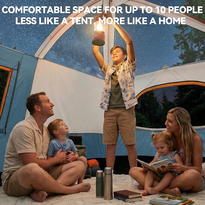 COBIZI 4-6-8-10 Person Camping Tent, Spacious Family Tents for Camping Ideal, Hiking, 3500mm Waterproof Double-Layer Windproof Tent for Hiking & Backpacking
