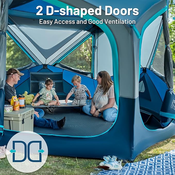TIMBER RIDGE 4/6/8 Person Instant Pop Up Cabin Tent, Easy 60 Second Setup, Weather Resistant Camping Family Hub Tent with Rain Fly and Carry Bag for Outdoor Camping & Overlanding