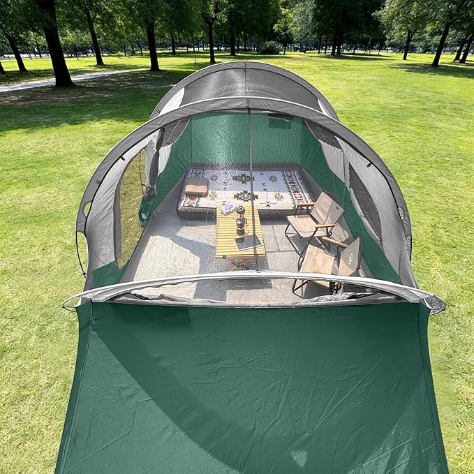 CAMPROS CP Camping Tent 10 Person Family Cabin Tent, 2 Room Water Resistant Waterproof Tent with Top Rainfly, 4 Large Mesh Windows, Double Layer, Easy Set Up, Portable with Carry Bag, 16ft x 9ft x72in