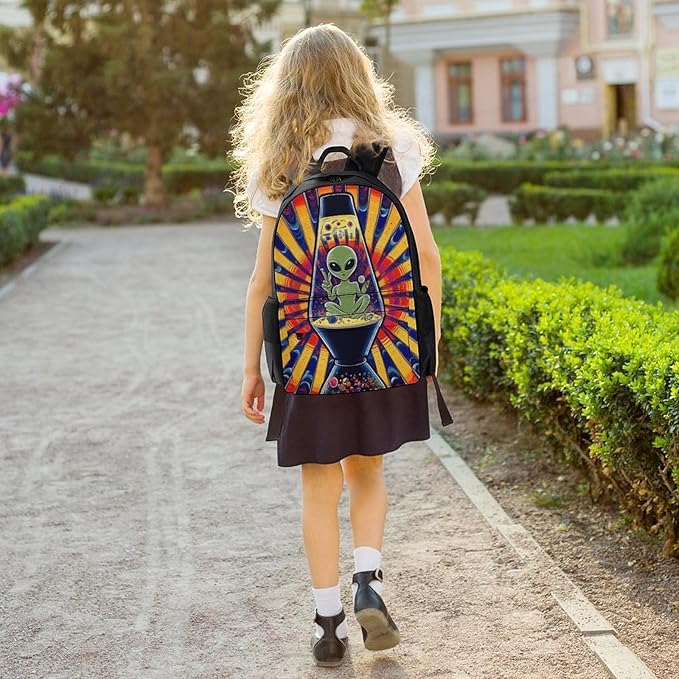 Backpack Lightweight Anti-Theft Multipurpose Trippy Tie Dye Alien Shoulder Bag Large Capacity Travel Hiking Backpack With Padded Straps
