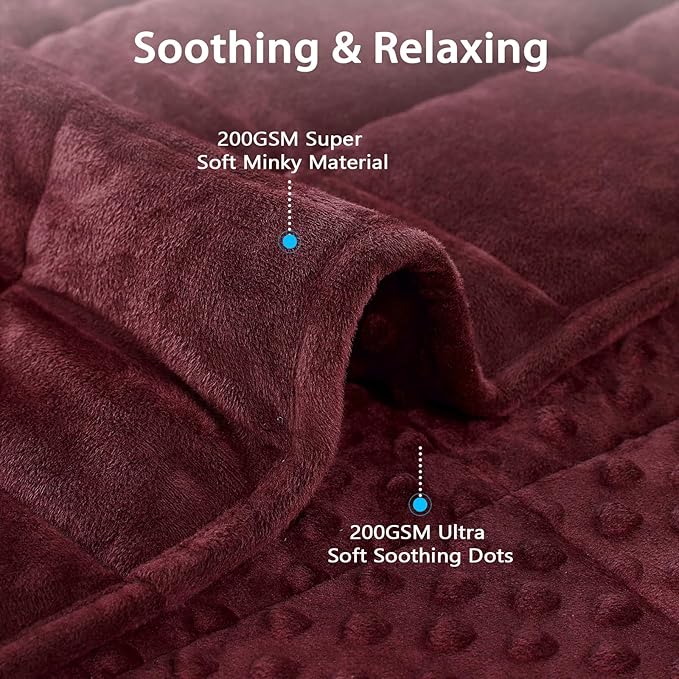 L'AGRATY Weighted Blanket for Adult - 60"x80" 20lbs Minky Dots Heavy Blanket with Glass Beads Soft Breathable for All-Season Summer Fall Winter Thick Comfort for Sleeping
