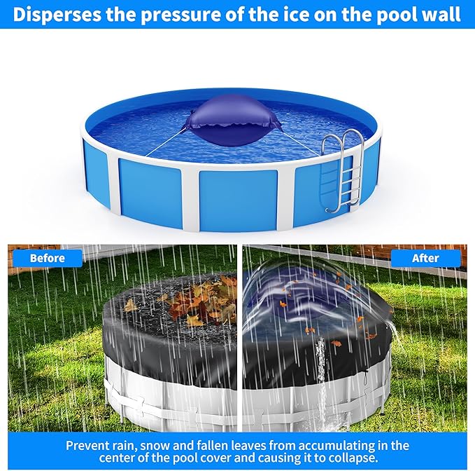Pool Pillow for for Above Ground Pools, 4x4 Ft Pool Air Pillow for Closing Winter Pool Winterizing Kit for Ground Pool, 0.5mm PVC Material, 2X 16.5Ft Rope (Blue)