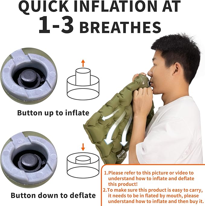 ONTYZZ Inflatable Seat Cushion Lightweight Stadium Seat Pad Travel Air Seat Cushion for Hiking Office Airplane Stadium Car