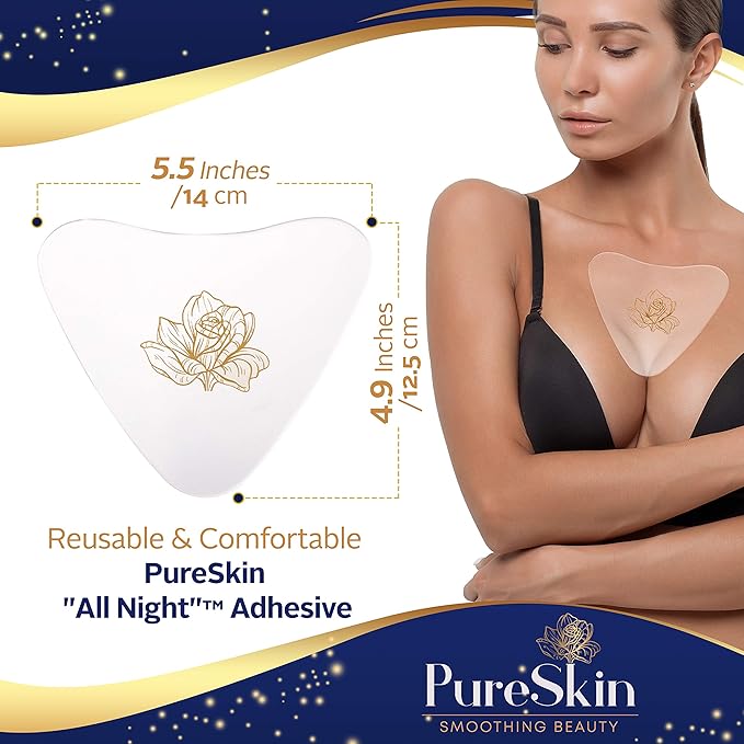 PureSkin Chest Wrinkle Pads-4 PACK -Decollete Anti Wrinkle Chest Pads | Silicone Patches for Wrinkles | Chest Wrinkles from Side Sleeping | Chest Wrinkles | Silicone Chest Pads