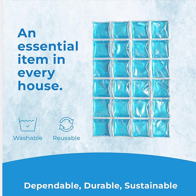 ICY-COOLS Reusable Ice Packs for Coolers - Flexible Ice Sheets, Flat and Long-Lasting for Camping or Lunch Boxes, 10x16 & 8x12, 1 or 3 Pack