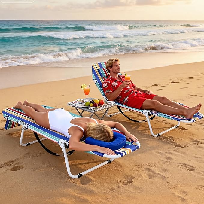 LILYPELLE Tanning Chair with Face Hole, Heavy Duty Outside Lounge Chair with Mattress, Folding Outdoor Face Down Tanning Chairs Arm Hole for Beach Poolside Patio Sunbathing Lawn Camping