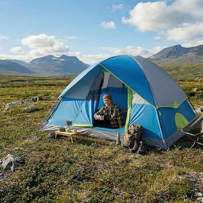 OLIXIS Camping Tent 2/4 Person, Waterproof Windproof Dome Tent with Multi-Directional Ventilation, Quick 5 Min Setup for Family Outdoor, Backpacking, Hiking