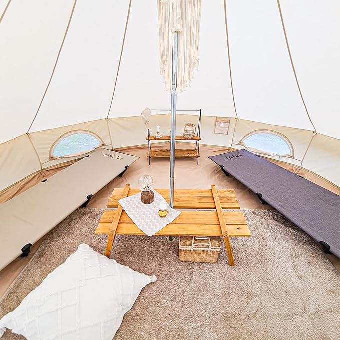 S'More Canvas Family Camping Tent - 4-5 Person, 4 Season Glamping Tent with Stove Jack and Windproof, Weather Resistant Bell