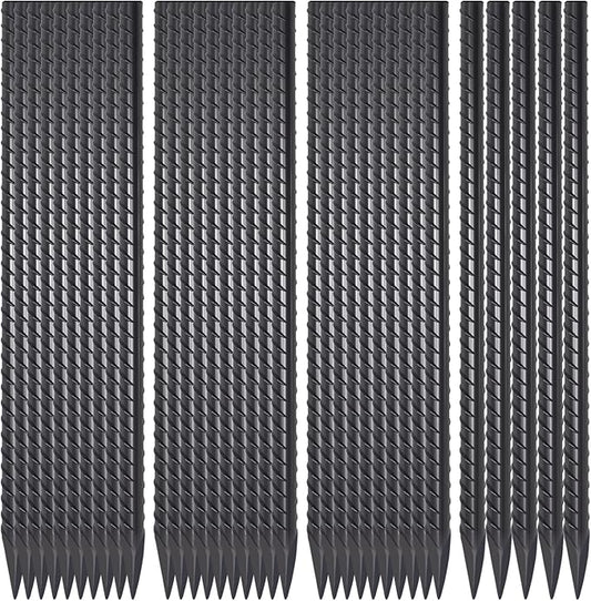 Straight Rebar Stakes 16 Inch 34 Pack Garden Spikes with Chisel Point End Metal Stakes for Ground Heavy Duty 3/8 Inch Thickness Tree Stake Kit for Concrete, Landscape Timber (Black)