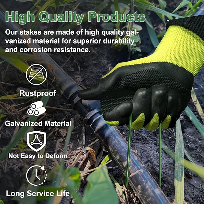 6 Inch Garden Stakes Galvanized Landscape Staples,U-Type Turf Staples for Artificial Grass, Rust Proof Sod Pins Stakes for Securing Fences Weed Barrier, Outdoor Wires Cords Tents Tarps, 50 Pcs