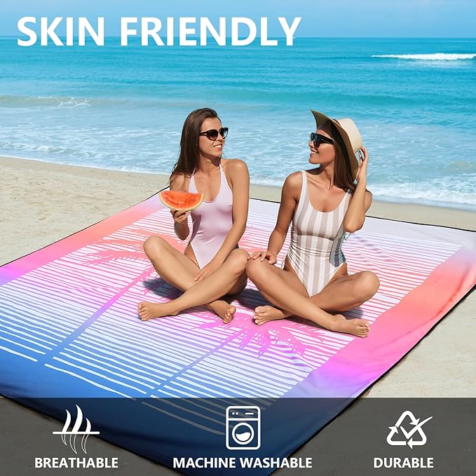 Beach Blanket Waterproof Sandproof Extra Large Beach Mat 79" X 83"/120"x108"for 1-8 Adults Quick Drying Durable Outdoor Picnic Mat for Beach Travel Camping Hiking