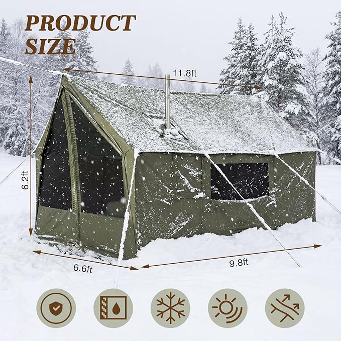 Soulchen Large Hammock Hot Tents with Stove Jack, Portable Winter Wall Tent for Camping, Waterproof & Windproof 4 Season Cabin for 2-3 Person Family Hiking Fishing Hunting Outdoor(No Pole)