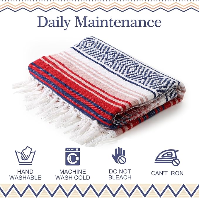 Peryiter 9 Pcs Mexican Blanket Bulk Large Yoga Blanket Striped Falsa with Fringed for Outdoor Beach Picnic Couch, 45 x 70 inch(Light Colors)