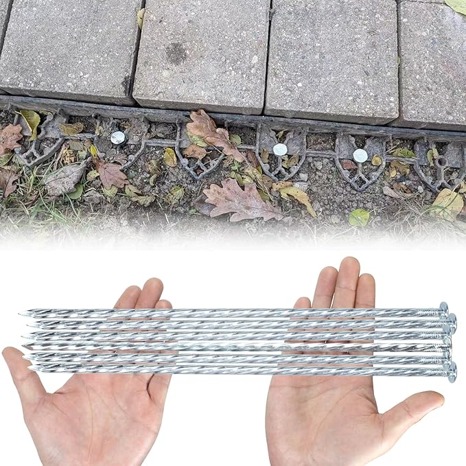 14 Inch Heavy Duty Spiral Landscape Spikes Solid Galvanized Metal Garden Stakes for Speed Bump, Wheel Stop, Paver Edging, Floor Covering, Weed Barriers, Tent, Garden Plants (25)