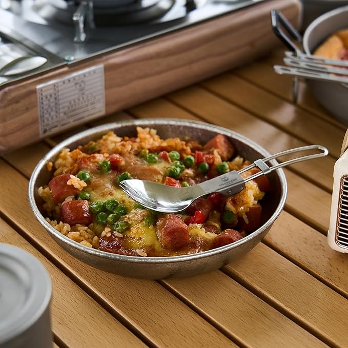 SILVERANT Titanium Camping Bowls, Titanium Plate Ultra Thick & Durable Tableware Single Wall Cookware Mess Kit with Carry Mesh Bag for Outdoor Backpacking Hiking - Crystallized