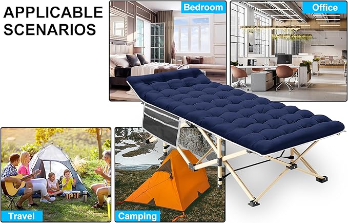Camping Cot, 450LBS(Max Load), Portable Folding Outdoor Bed with Carry Bag for Adults Kids, Heavy Duty Cot for Traveling Gear Supplier, Office Nap, Beach Vocation and Home Lounging